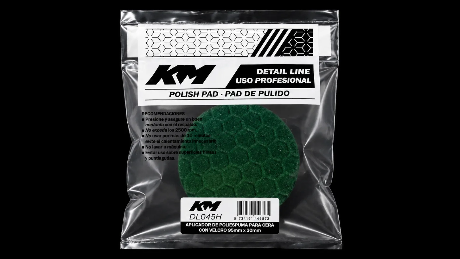 DL045H - APLICADOR POLIESPUMA P/CERA C/VELCRO 95mm x 30mm - Aplicadores - Poliespuma - 95mm x 30MM - Velcro - Manual - KM Detail Line
