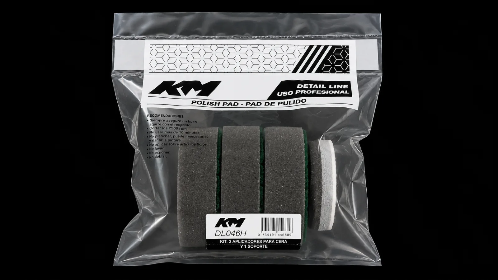 DL046H - KIT 3 APLICADORES (DL045H) + 1 SOPORTE (DL047H) - Aplicadores - Poliespuma - Velcro - Manual - KM Detail Line