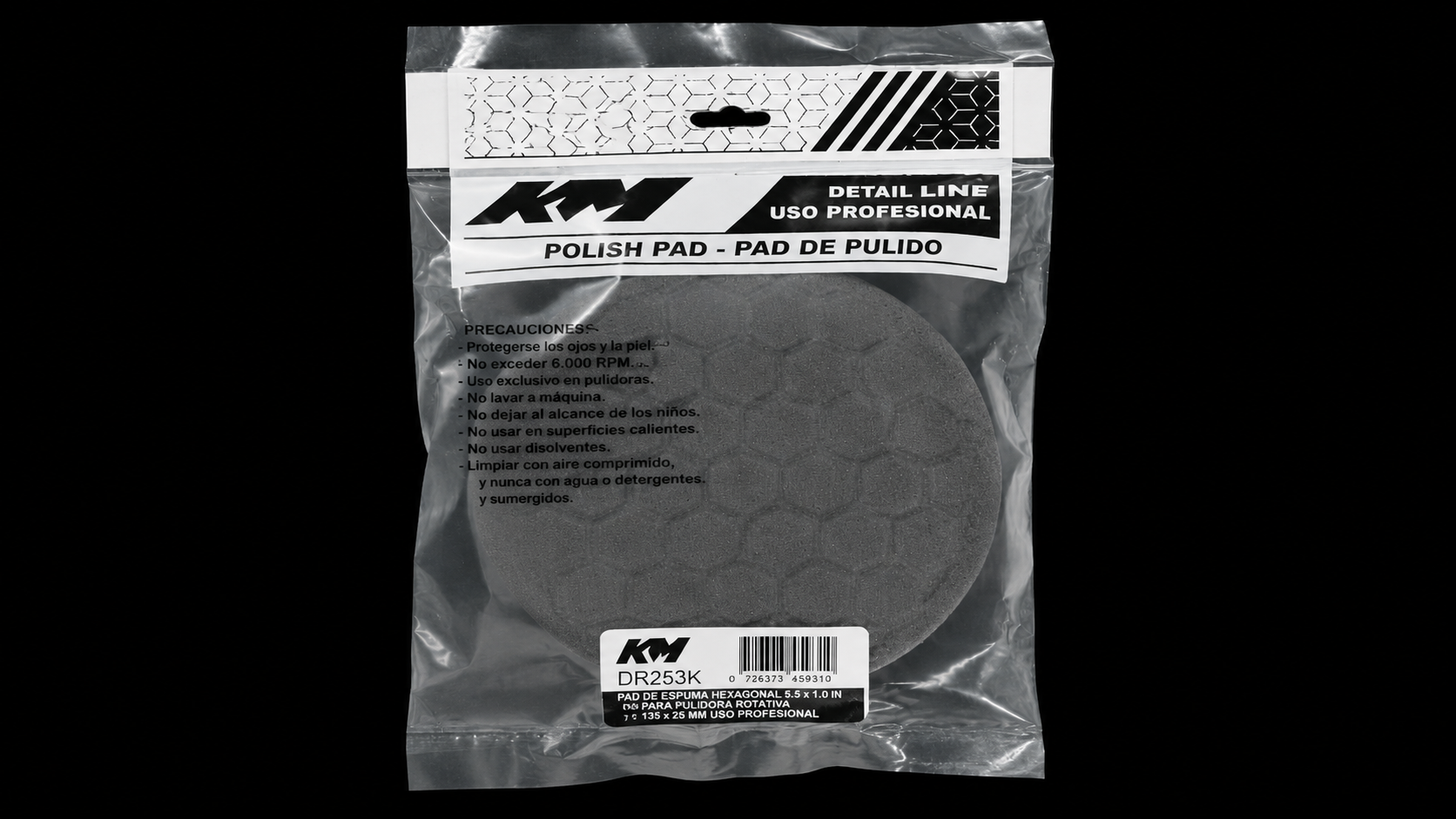 DR253K - PAD POLIESPUMA NEGRO CORTE 40 5 IN - Pads roto-orbitales - Poliespuma - 5 IN - corte 40 - Roto-orbital - KM Detail Line